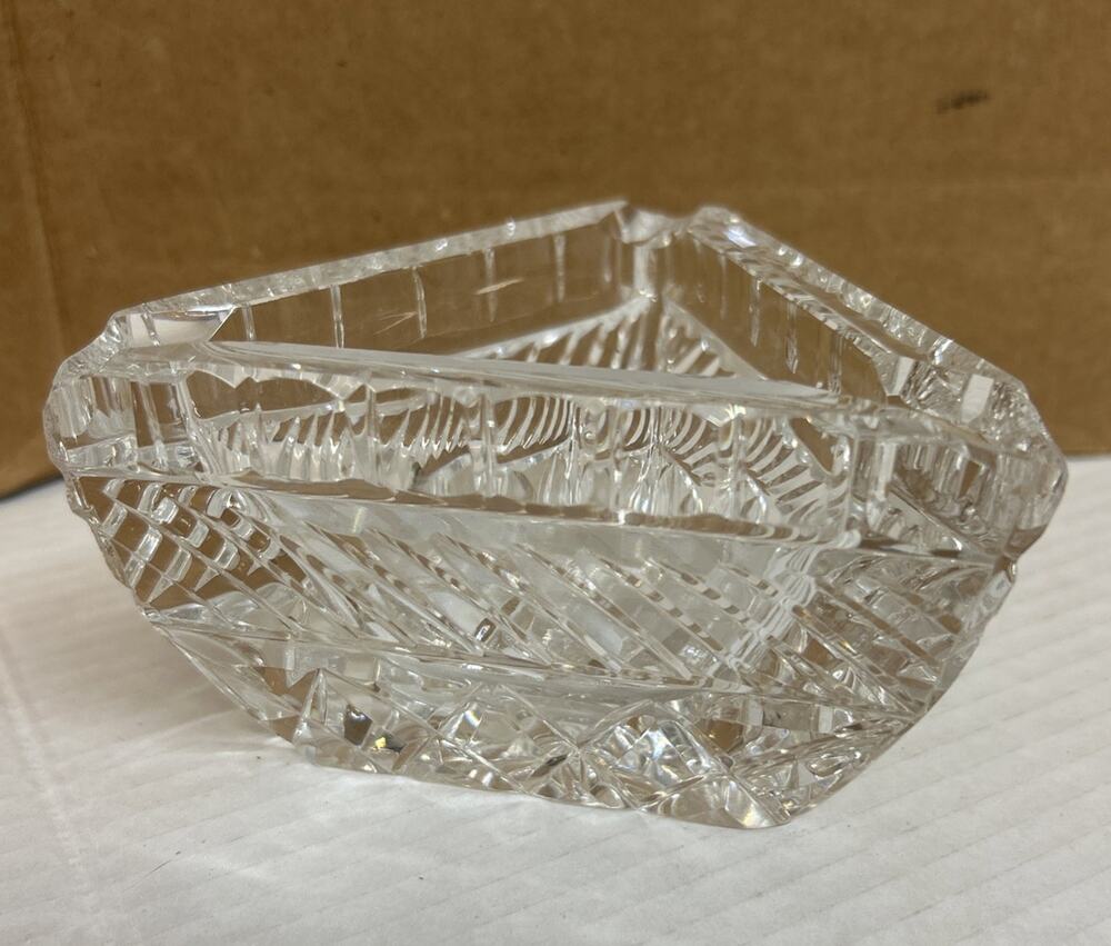 Vintage Antique Heavy Crystal Triangle Ashtray UNIQUE